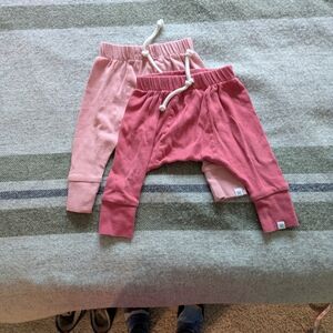 The Honest Company Pink Harem Pants- Set Of Two, Size 0-3 Months